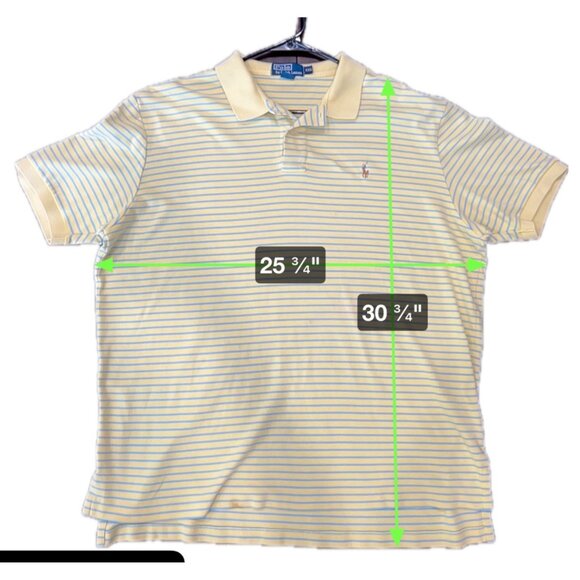 Polo Ralph Lauren Me’s Yellow Blue Striped Polo Shirt Sz XXL - Picture 7 of 8